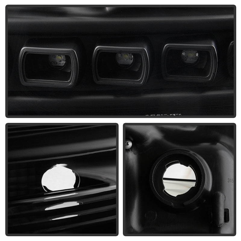 Spyder Ford Super Duty 11-16 Projector Headlights LEDHalo DRL All Black PRO-YD-FS11-HL-BKV2 SPYDER