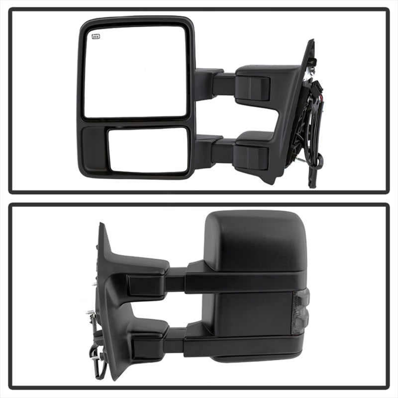 xTune Ford SuperDuty 08-15 Extendable Heated Mirrors w/ LED Signal Smoke MIR-FDSD08S-PW-SM-SET SPYDER