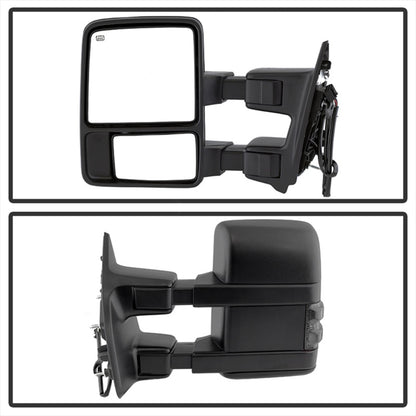 xTune Ford SuperDuty 08-15 Extendable Heated Mirrors w/ LED Signal Smoke MIR-FDSD08S-PW-SM-SET SPYDER