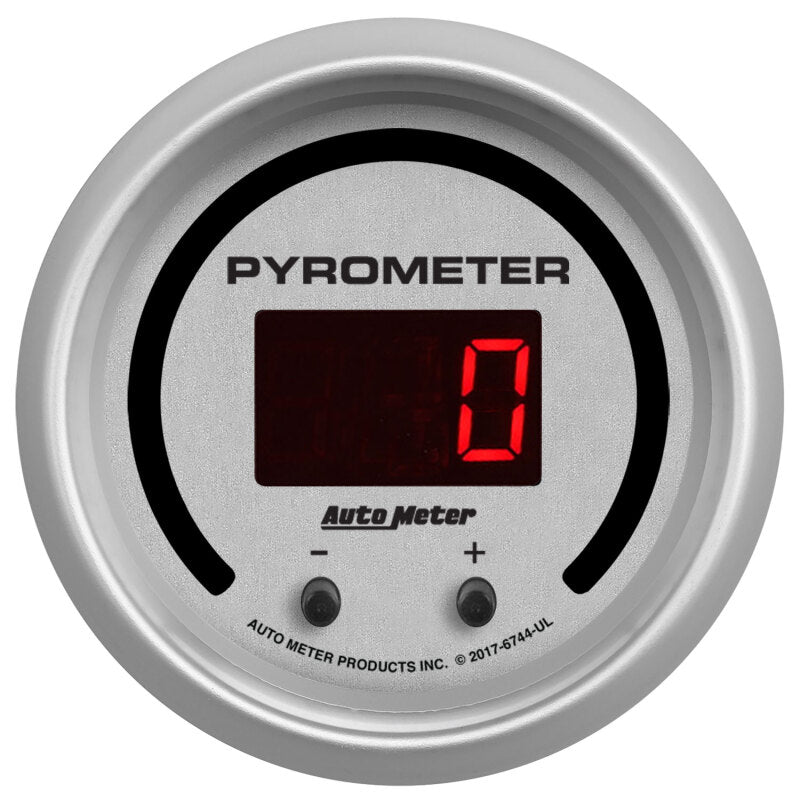 Autometer 52.4mm Silver Two Channel 0-2000 Degree Pyrometer (EGT) Ultra-Lite Elite Digital Gauge 6744-UL
