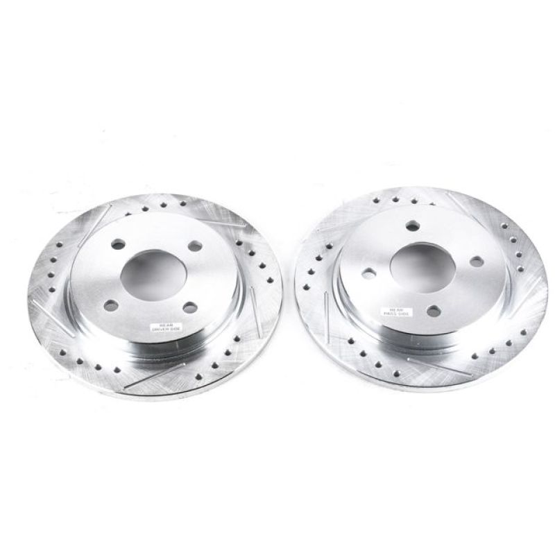 Power Stop 14-19 Ford Fiesta Rear Evolution Drilled & Slotted Rotors - Pair PowerStop