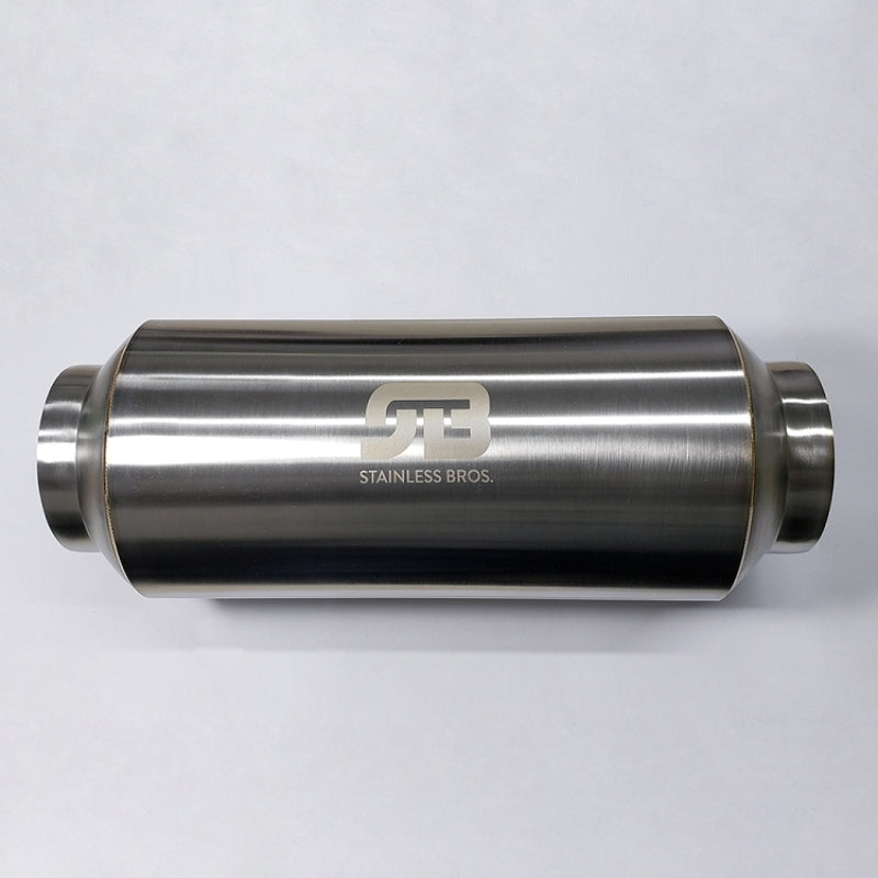 Stainless Bros 2.50in x 12.0in OAL Lightweight Muffler - Matte Finish Stainless Bros