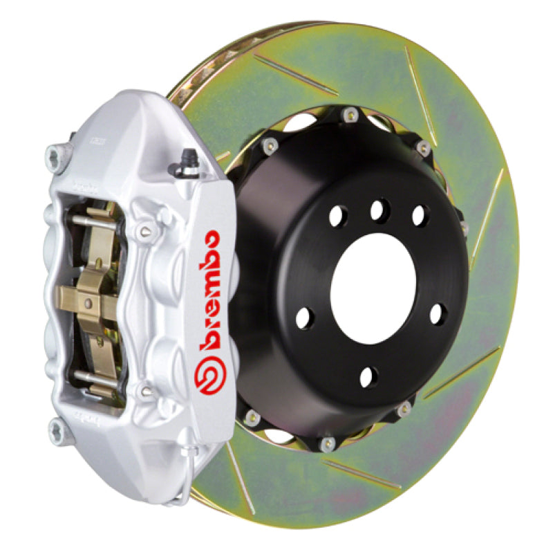 Brembo 06-10 M5/06-10 M6 Rear GT BBK 4 Piston Cast 380x28 2pc Rotor Slotted Type1-Silver Brembo
