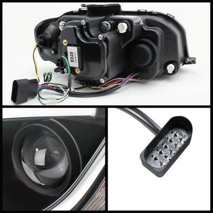 Spyder Audi A3 06-08 Projector Headlights Halogen Model- Light Tube DRL Blk PRO-YD-AA306-LTDRL-BK SPYDER