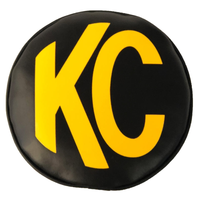 KC HiLiTES 6in. Round Soft Cover (Pair) - Black w/Yellow KC Logo KC HiLiTES