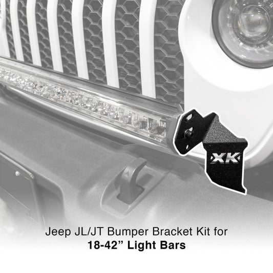 XKGlow Jeep JL JT Front Bumper 20-36" Light Bar Bracket Kit - Part XK-BRC-JL-FB
