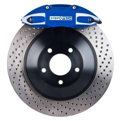 StopTech 08-09 Honda Civic Si 1PC Rotor Blue ST-41/Pads/SS Lines Touring Drilled Front Brake Kit Stoptech