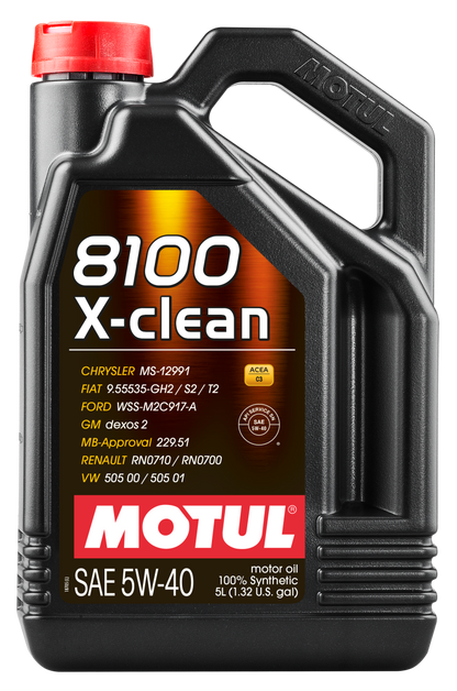 Motul 5L Synthetic Engine Oil 8100 5W40 X-CLEAN C3 -505 01-502 00-505 00-LL04 Motul