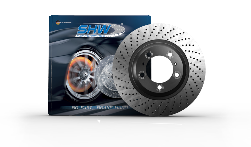 SHW 95-98 Porsche 911 Carrera 3.6L Left Front Cross-Drilled Monobloc Brake Rotor (99335104301) SHW Performance