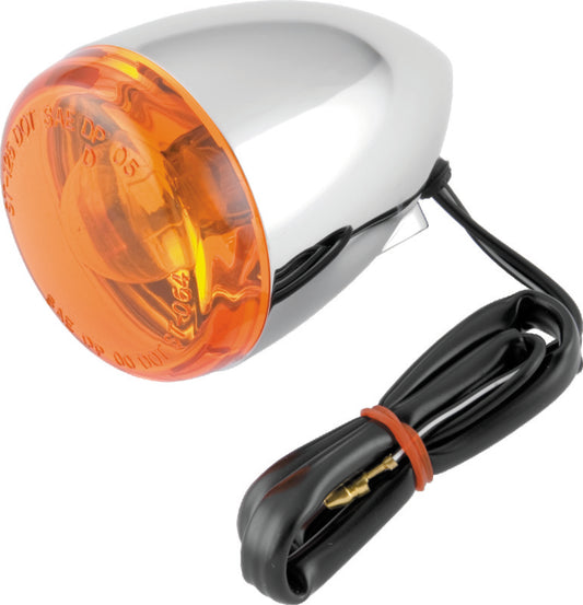 Bikers Choice Chrome Bullet Front Turn Signal Amber Lens Single Filament Replaces H-D 68885-00 - 489936