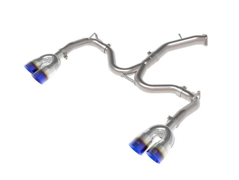 aFe Takeda 3 IN to 2-1/2 IN 304 Stainless Steel Axle-Back Exhaust w/ Blue Flame Tips - 49-37039-L