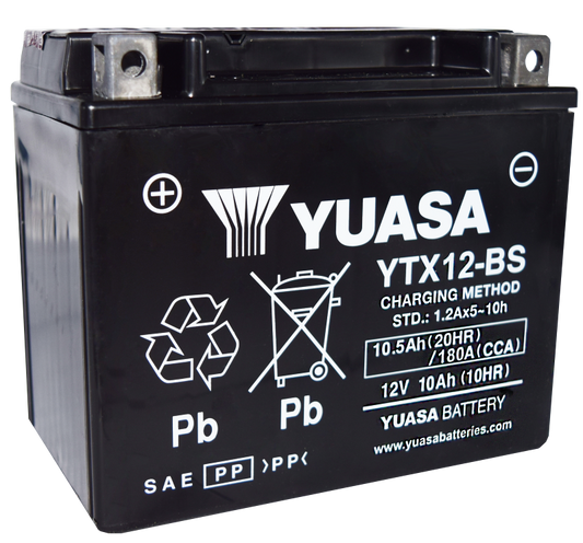 Yuasa YTX12-BS Maintenance Free AGM 12 Volt Battery (Bottle Supplied) Yuasa Battery