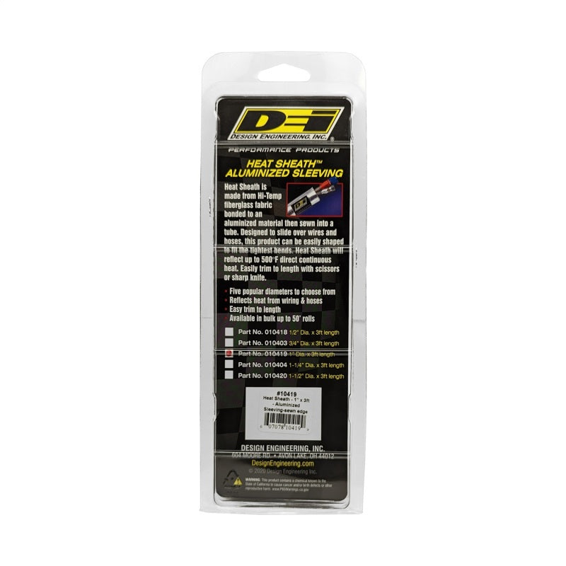 DEI Heat Sheath 1in x 3ft - Aluminized Sleeving- Sewn Edge