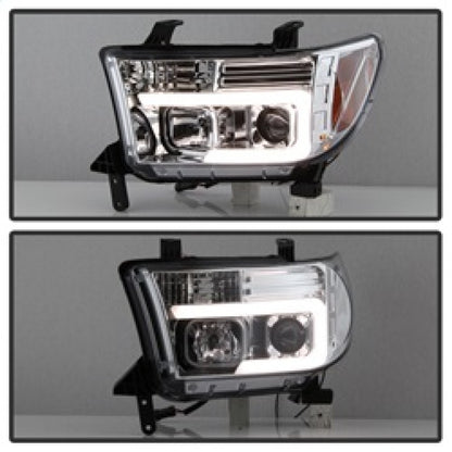 Spyder 07-13 Toyota Tundra V2 Light Bar DRL Projector Headlights - Chrome (PRO-YD-TTU07V2-LB-C) SPYDER