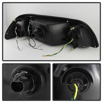 Spyder Ford Mustang 87-93 1PC LED (Replaceable LEDs)Crystal Headlights Black HD-YD-FM87-1PC-LED-BK SPYDER