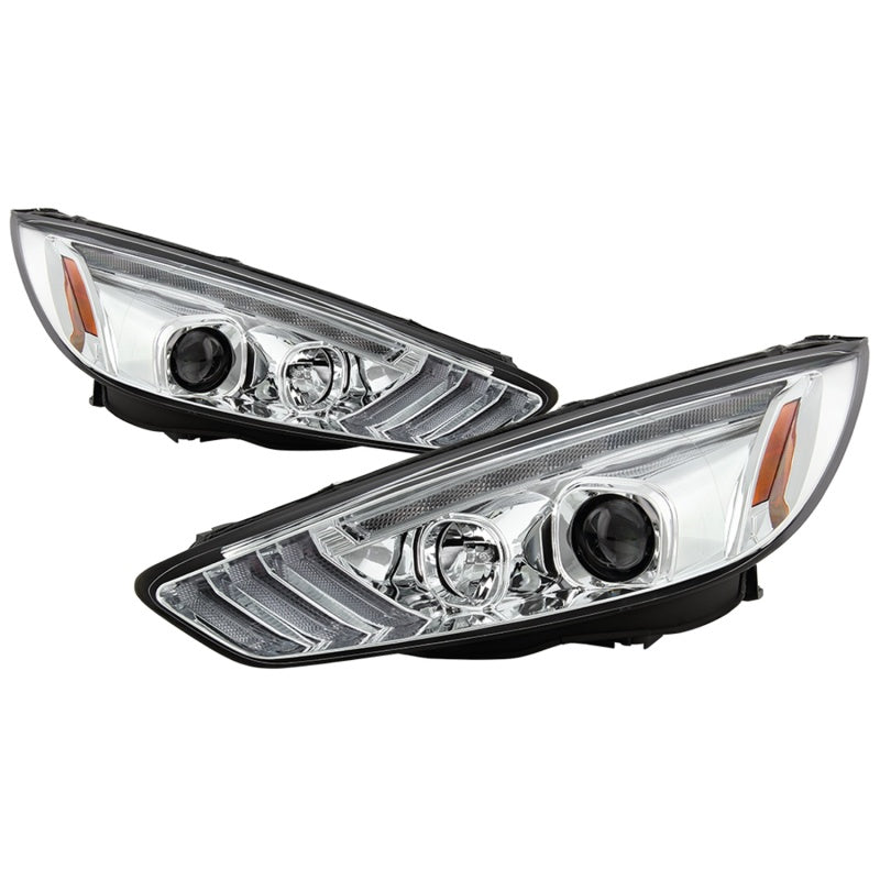 Spyder 15-18 Ford Focus Projector Headlights - Seq Turn Light Bar - Chrome PRO-YD-FF15-LBSEQ-C SPYDER