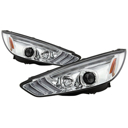 Spyder 15-18 Ford Focus Projector Headlights - Seq Turn Light Bar - Chrome PRO-YD-FF15-LBSEQ-C SPYDER