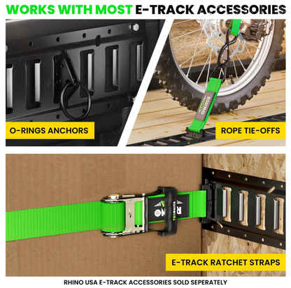 8Ft E-Track Tie-Down Rails, Silver (2 Pack)