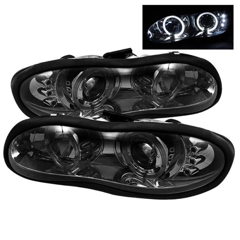 Spyder Chevy Camaro 98-02 Projector Headlights LED Halo LED Smke - Low H1 PRO-YD-CCAM98-HL-SM SPYDER