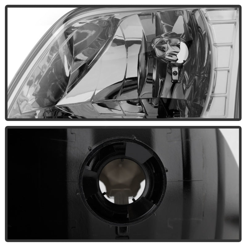 Xtune Ford F150 97-03 Crystal Headlights w/ Clear LED Corners Smoke HD-ON-FF15097-LED-SET-SM SPYDER