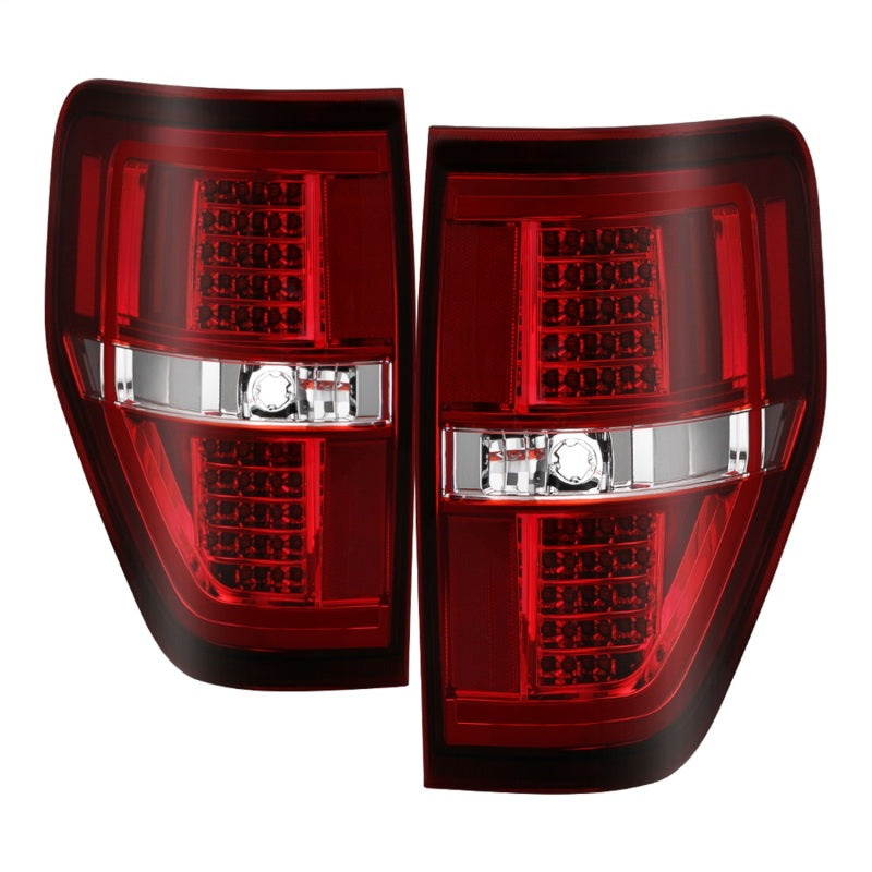 xTune 09-14 Ford F-150 Light Bar LED Tail Lights - Red Clear (ALT-JH-FF15009-LBLED-RC) SPYDER