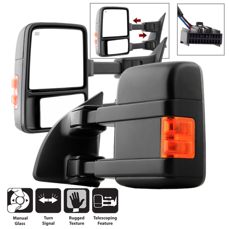 xTune 99-15 Ford SuperDuty L/R Manual Extendable - Manual Adjust Mirror MIR-FDSD08S-MA-AM-SET SPYDER