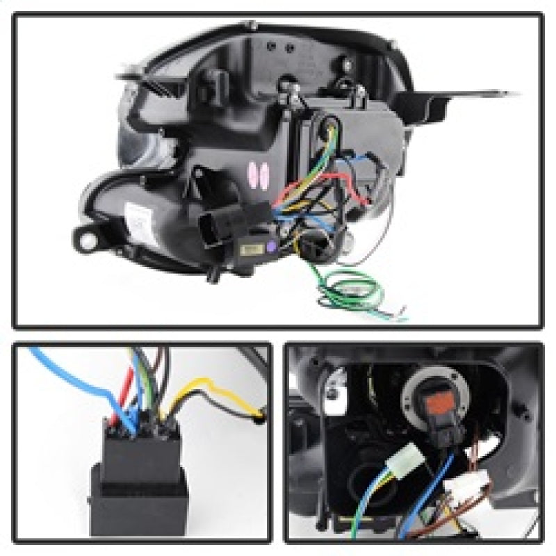 Spyder Mini Cooper 2007-2012 Projector Headlights Halogen Model Only - DRL Black PRO-YD-MC07-DRL-BK SPYDER