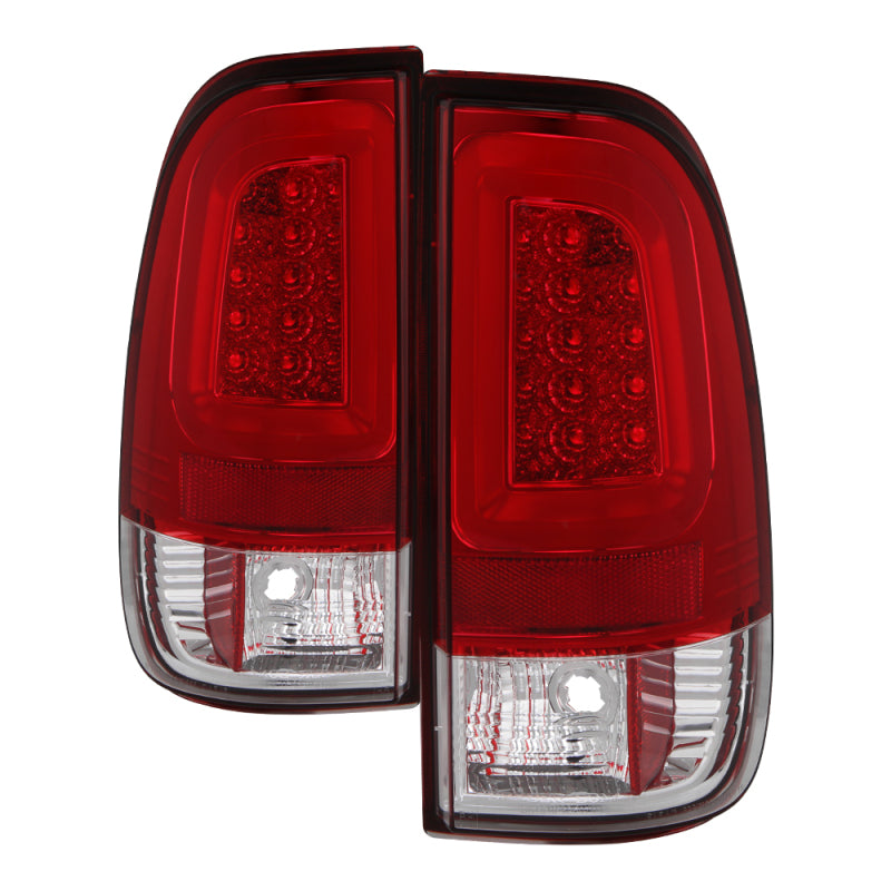 Spyder 08-16 Ford Super Duty F-250 V3 Light Bar LED Tail Lights - Red Clear (ALT-YD-FS07V3-LBLED-RC) SPYDER