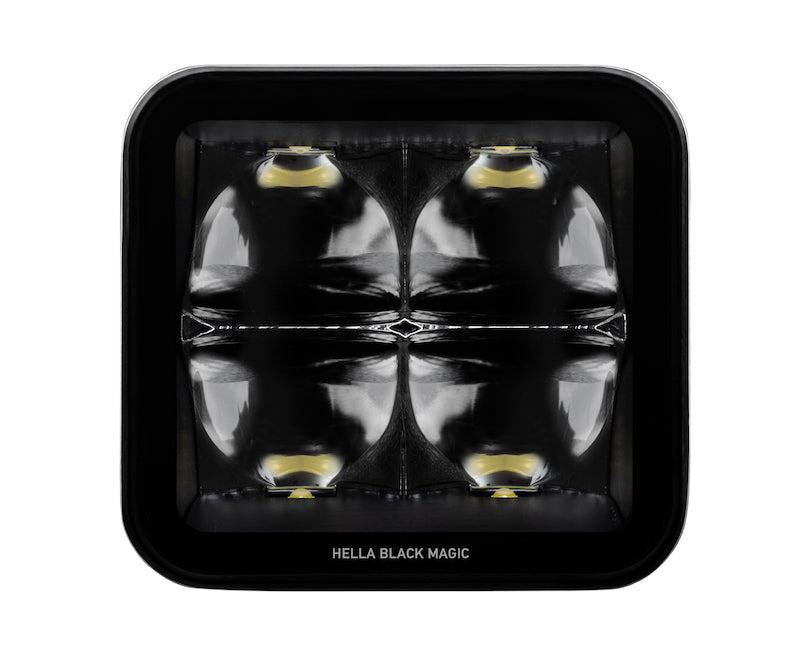 Hella Universal Black Magic 3.2in L.E.D. Cube Kit - Flood Beam (Long Range) Hella