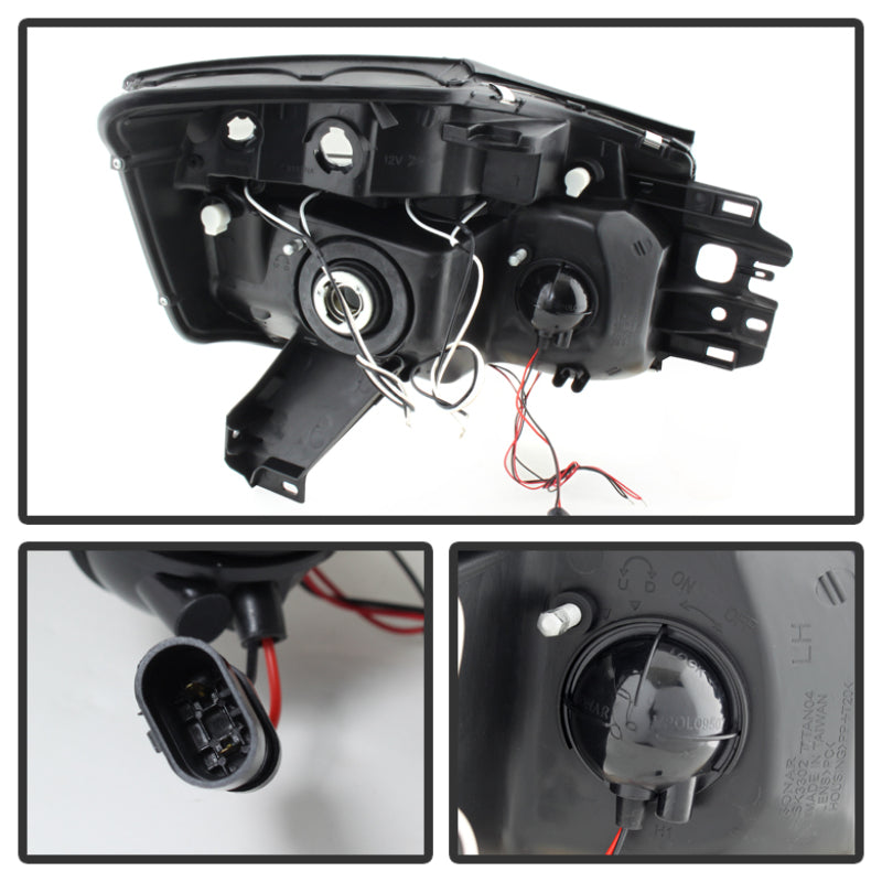 Spyder Nissan Titan 04-14 Projector Headlights LED Halo LED Blk Smke PRO-YD-NTI04-HL-BSM SPYDER