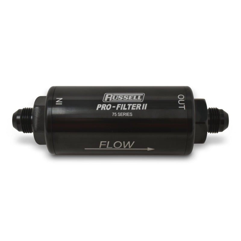 Russell Performance ProFilter 2 Fuel Filter 6 1/4in Long 10 Micron 10AN Male In/Out - Black Russell