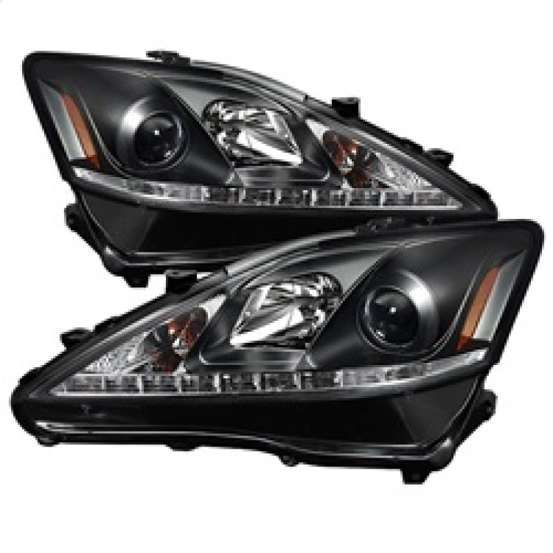 Spyder Lexus IS 250/350 2006-2010 Projector Headlights DRL Black PRO-YD-LIS06-DRL-BK SPYDER