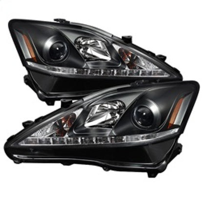 Spyder Lexus IS 250/350 2006-2010 Projector Headlights DRL Black PRO-YD-LIS06-DRL-BK SPYDER