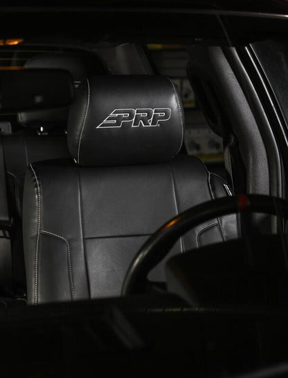 PRP 12-14 Ford Raptor Front Seat Covers (Pair) - Black w Silver Stitch B068-06