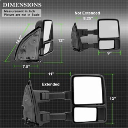 Xtune Ford Superduty 99-14 Manual Extendable Manual Adjust Mirror Amber- Right MIR-FDSD08S-MA-AM-R SPYDER