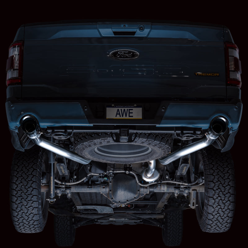 AWE Tuning 2021+ Ford F-150 Tremor (w/ Bumper Cutouts) 0FG Resonated Catback - Diamond Black Tips AWE Tuning