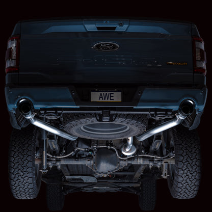 AWE Tuning 2021+ Ford F-150 Tremor (w/ Bumper Cutouts) 0FG Resonated Catback - Diamond Black Tips AWE Tuning
