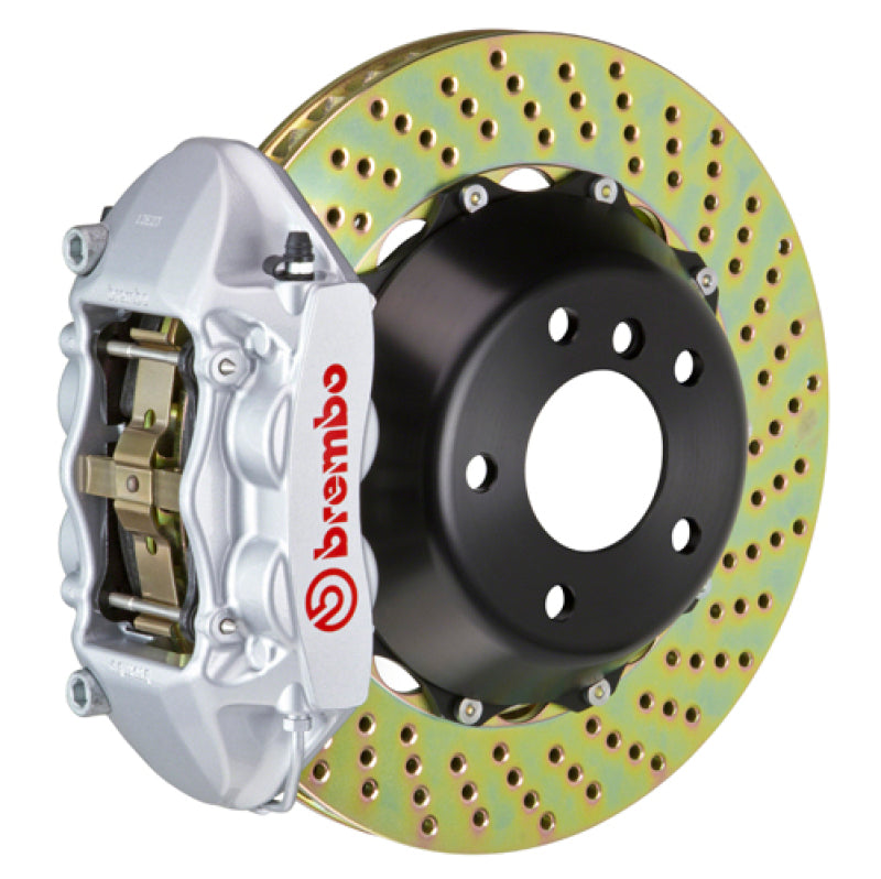 Brembo 06-10 M5/06-10 M6 Rear GT BBK 4 Piston Cast 380x28 2pc Rotor Drilled-Silver Brembo