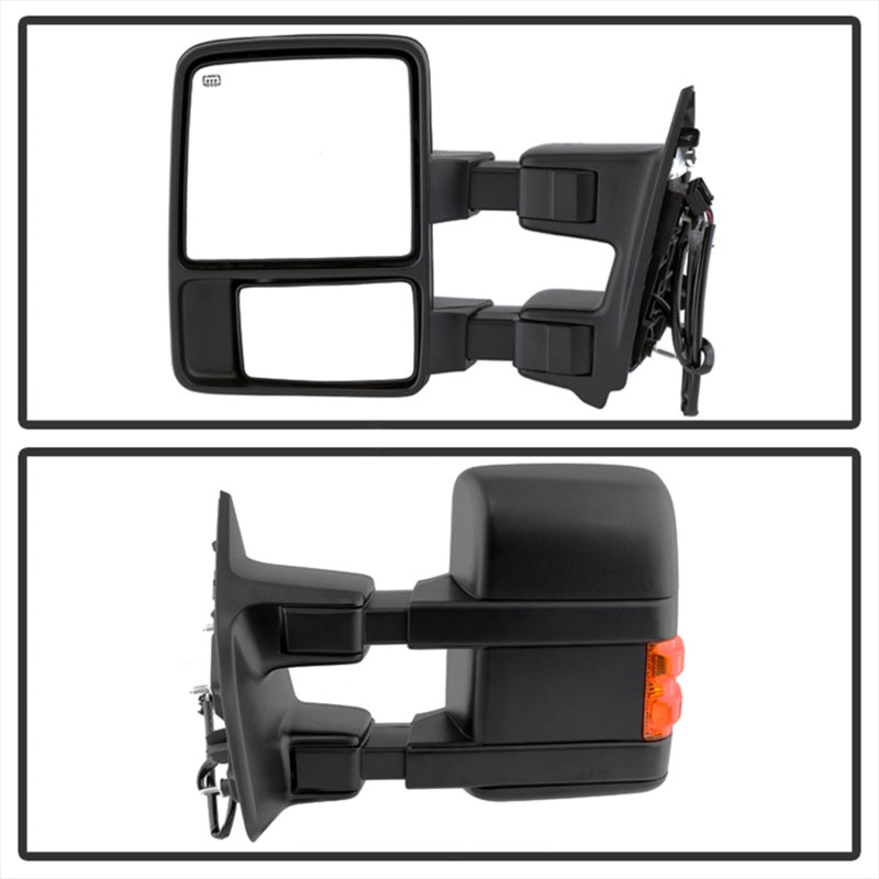 Xtune Ford Superduty 08-15 L&R Extendable Power Heated Adjust Mirror Amber MIR-FDSD08S-PW-AM-SET SPYDER