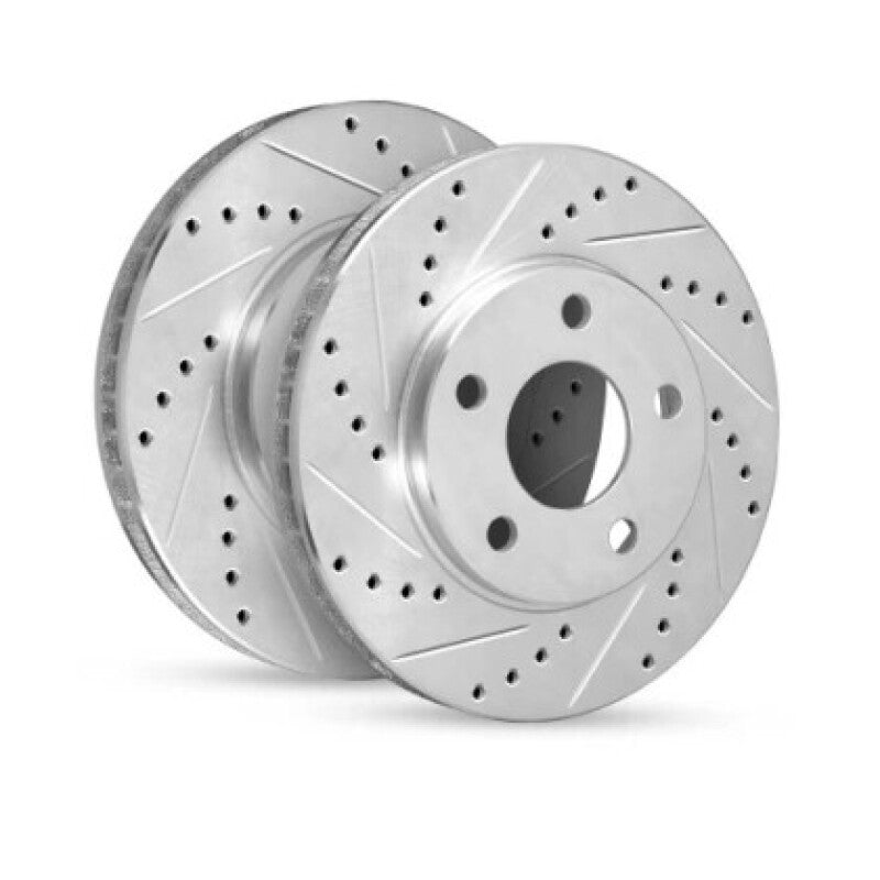 R1 09-20 Nissan 370Z Front Left Drilled & Slotted Silver Brake Rotor