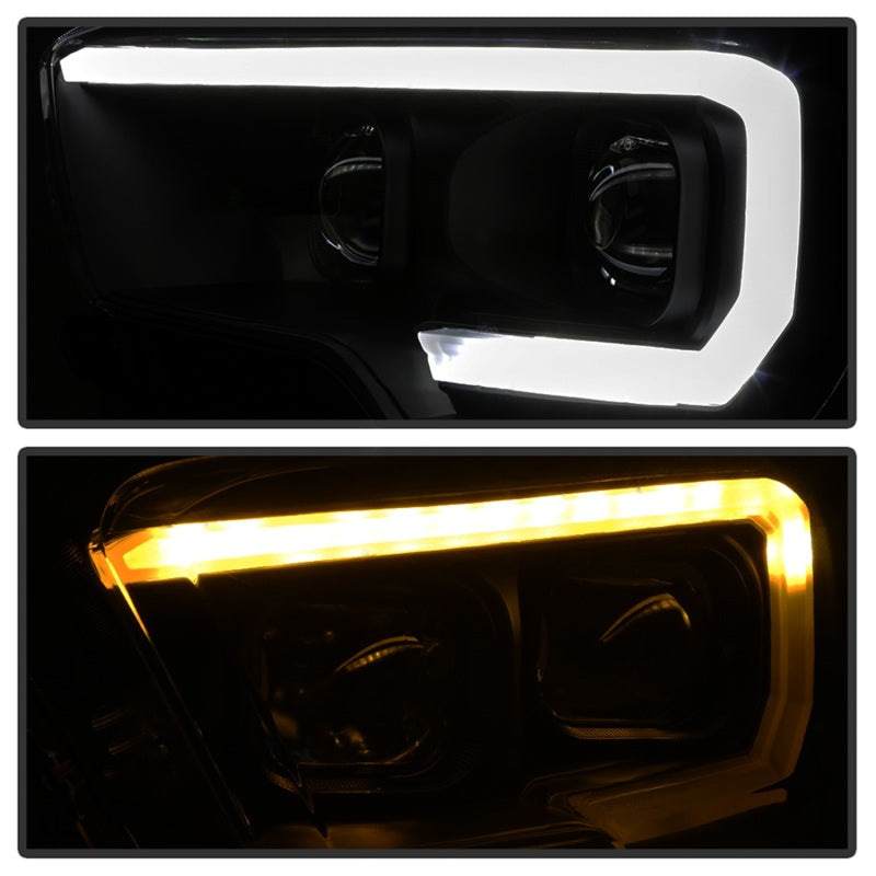 xTune 16-18 Toyota Tacoma SR/SR5 DRL Proj Headlights w/Turn Signal - Blk Smk (PRO-JH-TTA16-SR-BSM) SPYDER