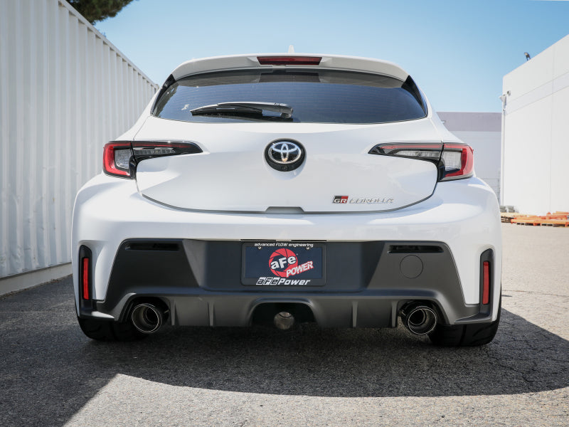 aFe 23-24 Toyota GR Corolla L3 1.6L (t) Gemini XV 3in to 2-1/2in CatBack Exhaust w/Carbon Fiber Tips aFe