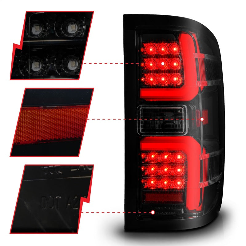 ANZO 15-19 Chevrolet Silverado 2500 HD/3500 HD LED Taillight w/ Sequential Black Housing/Smoke Lens ANZO