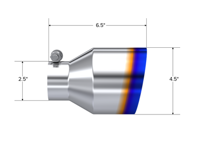 MBRP Universal Burnt SS Tip 2.5in ID / 4.5in OD Out / 6.5in Length Angle Cut Single Wall MBRP