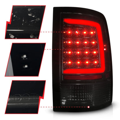 ANZO DODGE RAM 1500 09-18 / RAM 2500/3500 10-18 LED TAIL LIGHTS BLACK SMOKE LENS W/ SEQUENTIAL (NOT FOR OE LED TAIL LIGHT MODELS) - 311453