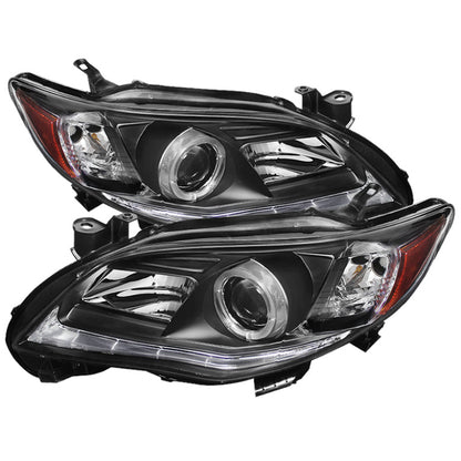 Spyder Toyota Corolla 11-13 Projector Headlights Halogen Model Only - DRL LED Blk PRO-YD-TC11-DRL-BK SPYDER