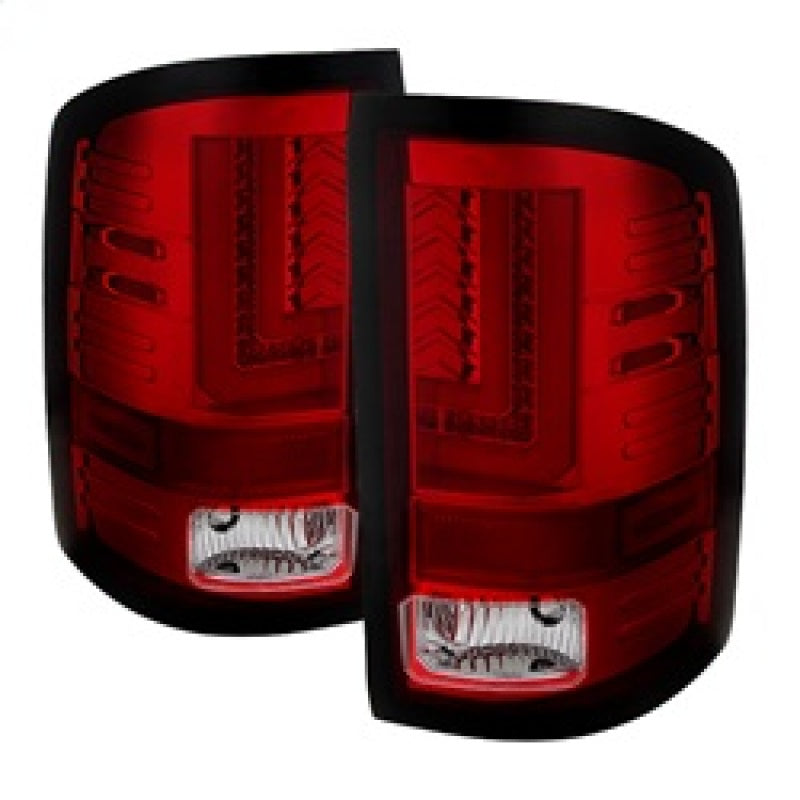 Spyder GMC Sierra 14-16 LED Tail Lights Red Clear ALT-YD-GS14-LBLED-RC SPYDER