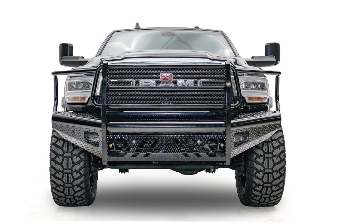 Fab Fours DR19-S4460-1 Black Steel Front Bumper w/ Full Guard for 2019–2024 Ram 2500/3500/4500/5500 eliteracefab.com