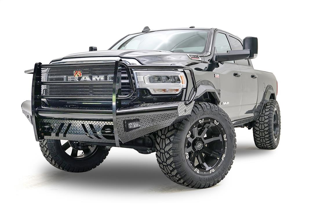 Fab Fours DR19-S4460-1 Black Steel Front Bumper w/ Full Guard for 2019–2024 Ram 2500/3500/4500/5500 eliteracefab.com