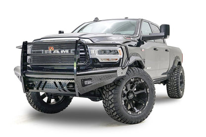 Fab Fours DR19-S4460-1 Black Steel Front Bumper w/ Full Guard for 2019–2024 Ram 2500/3500/4500/5500 eliteracefab.com